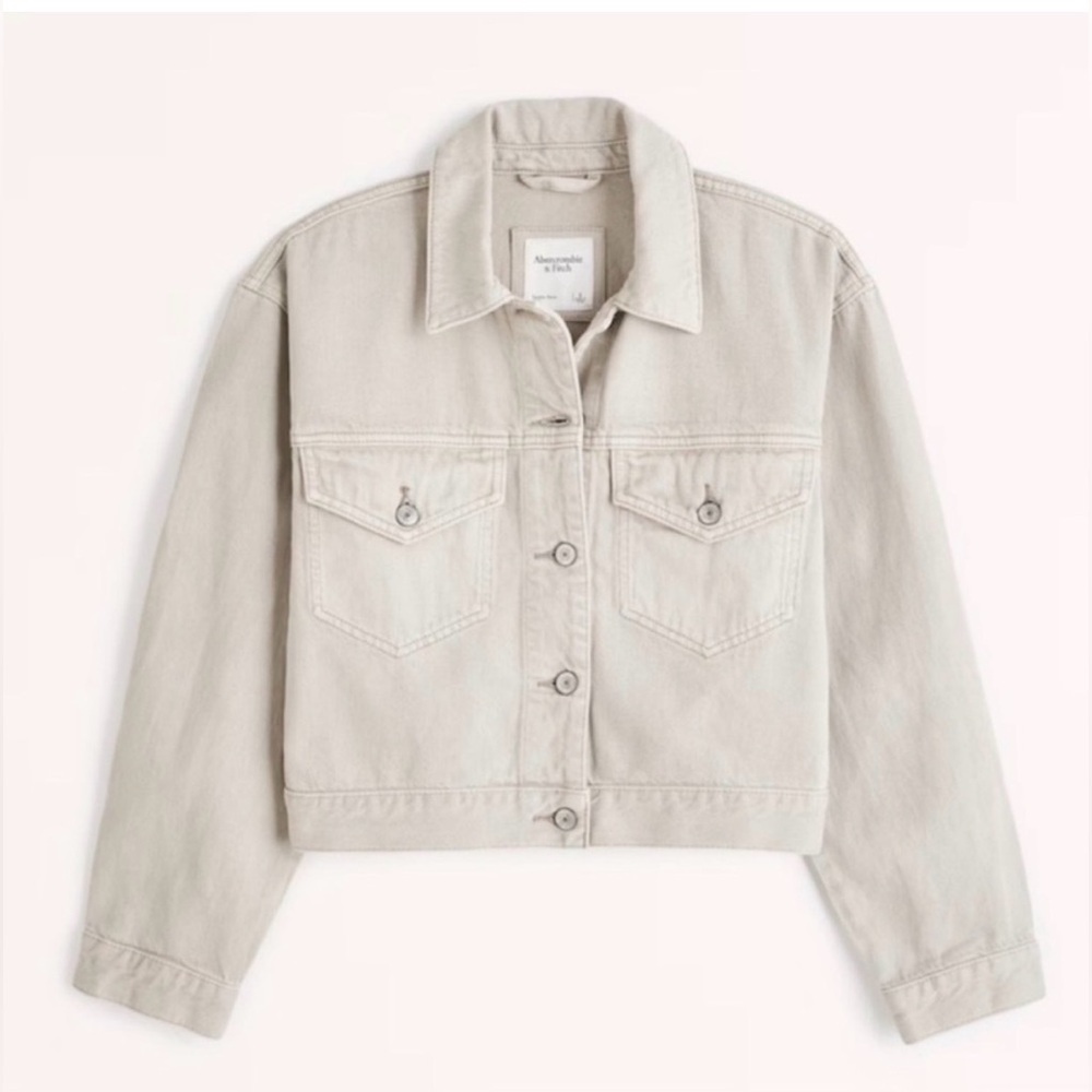 NWT Abercrombie & Fitch Beige Denim Jacket - Picture 2 of 7